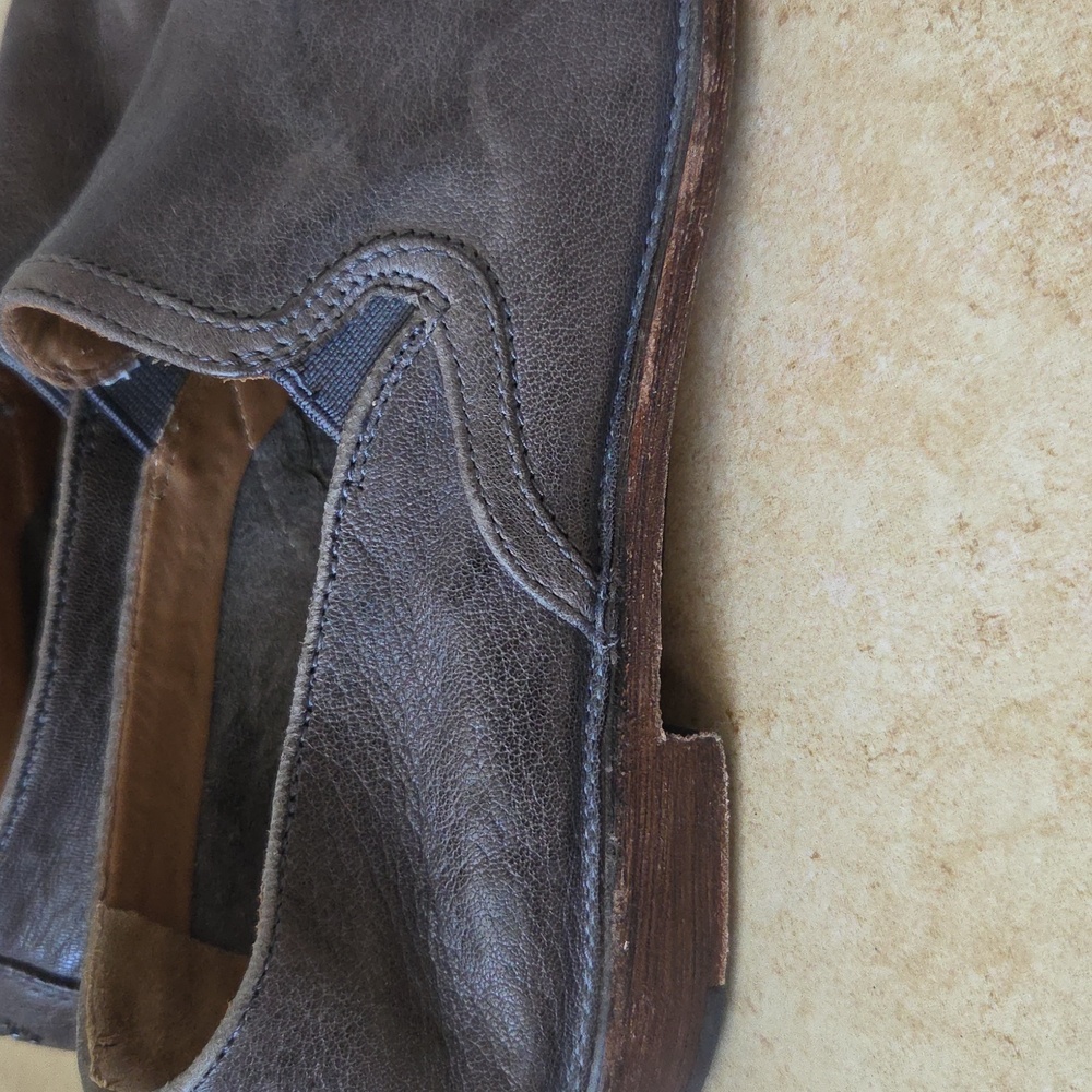 TRASK Ali Flat Gray Leather Loafers Italian Washed Sheepskin Sz 8 Minimalist - Picture 15 of 15
